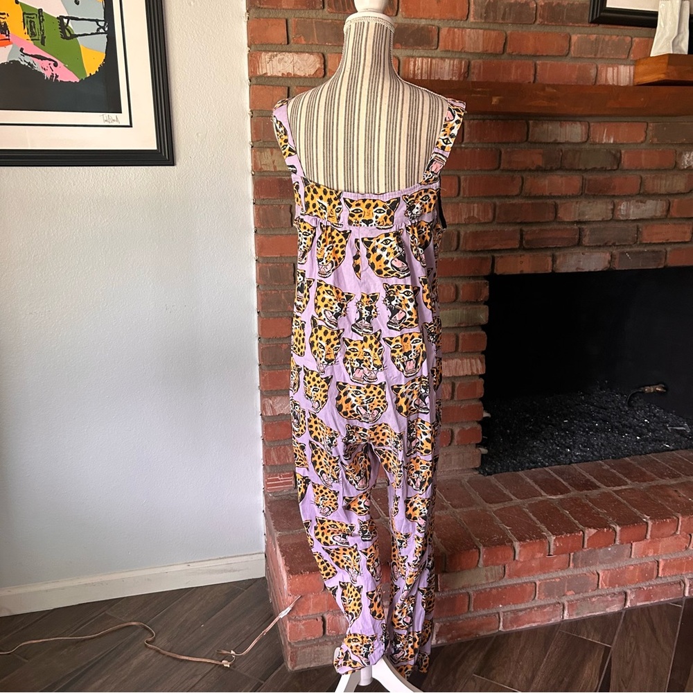 Nooworks Cheetah Head Overall Jumpsuit in Purple Sz M - Picture 8 of 11